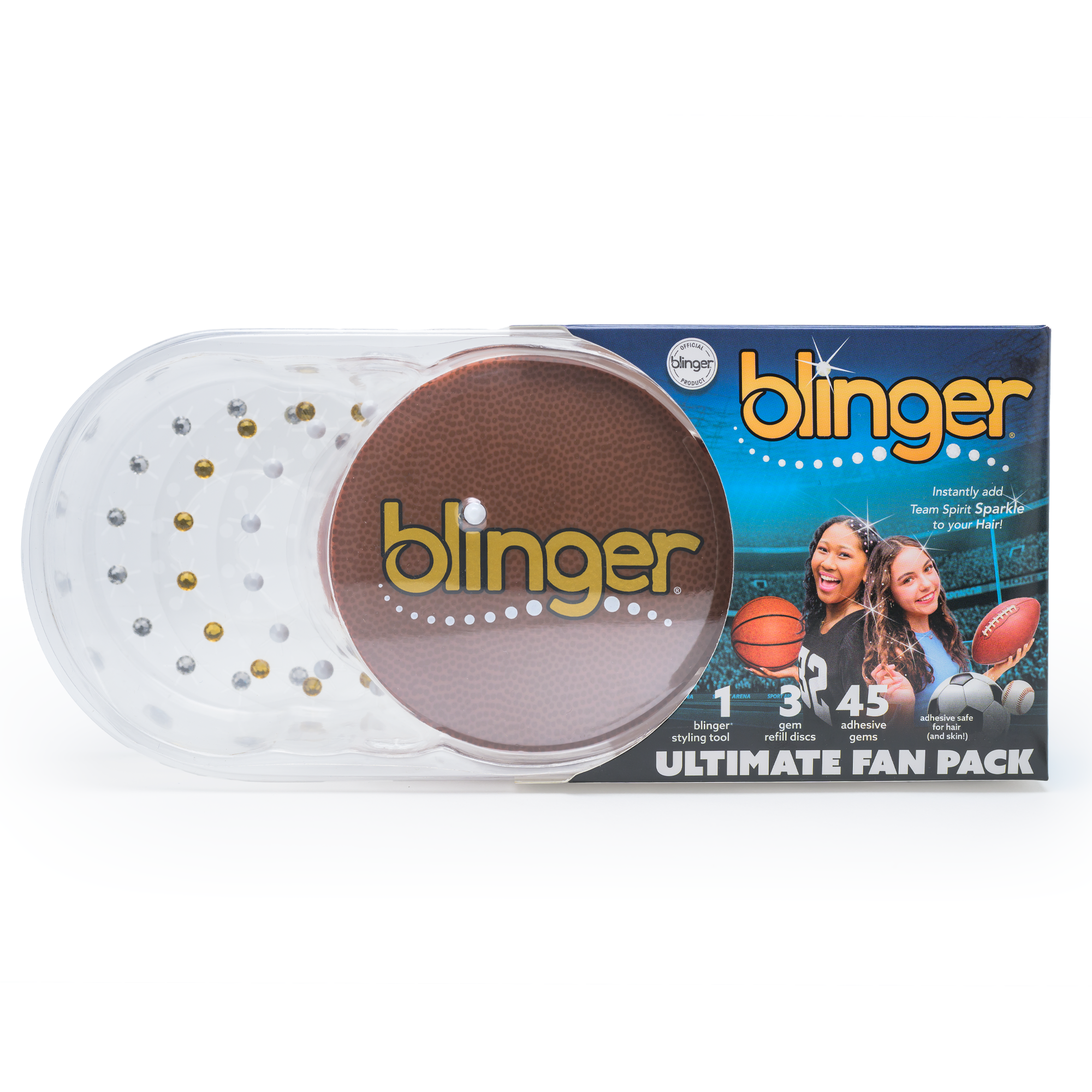 blinger® Ultimate Fan Starter Pack with blinger Styling Tool + 45 Precision-Cut Glass Crystals