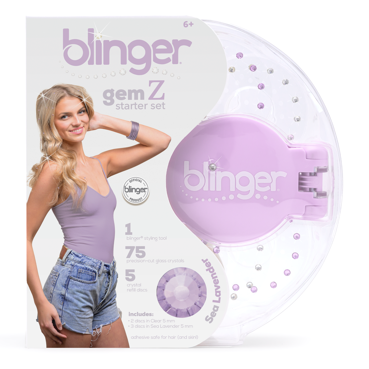 Gem Z Collection Starter Set with Hair Gem Stamper + 75 Precision-Cut Glass Crystals