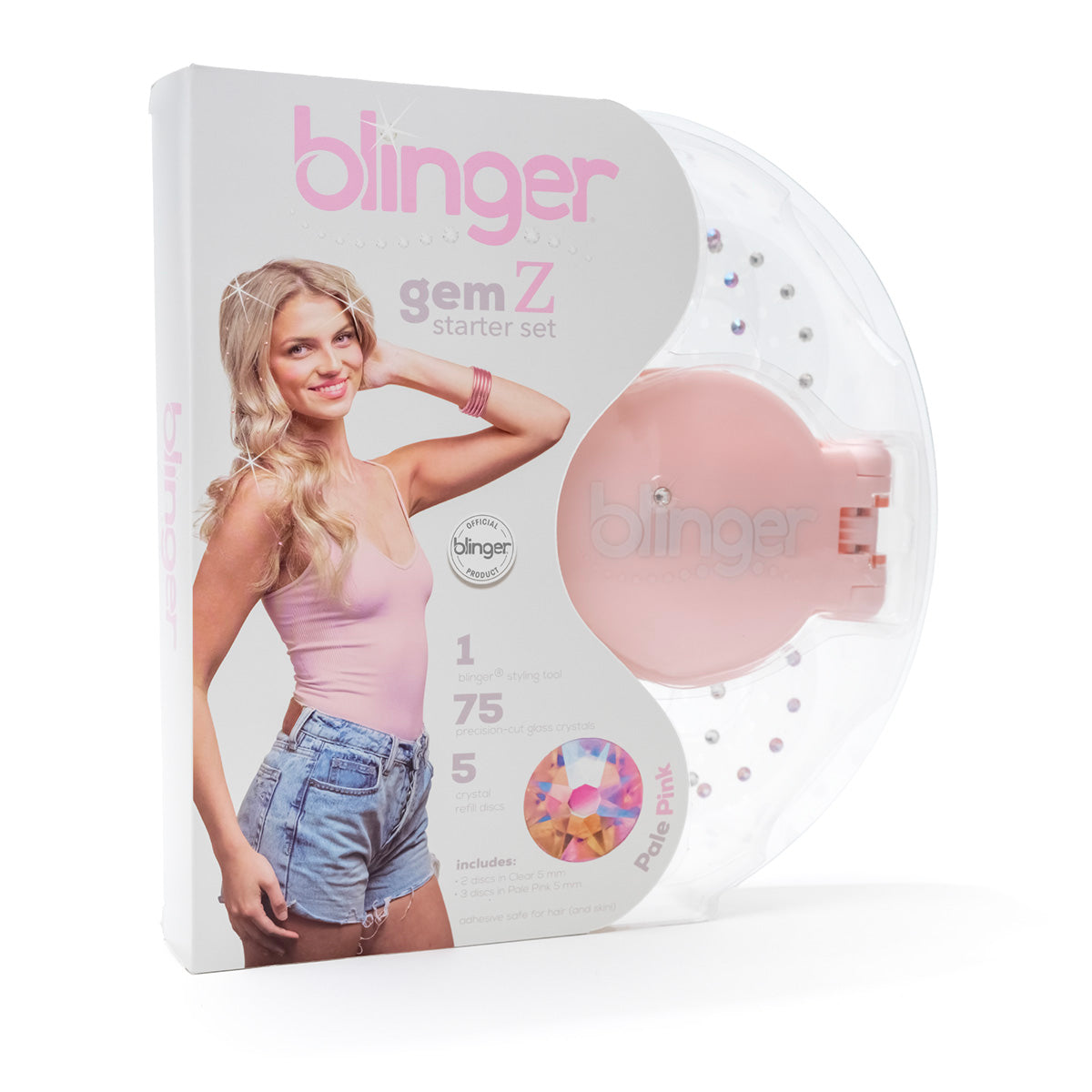 blinger® Gem Z Starter Set with blinger® Styling Tool + 75 Precision-Cut Glass Crystals