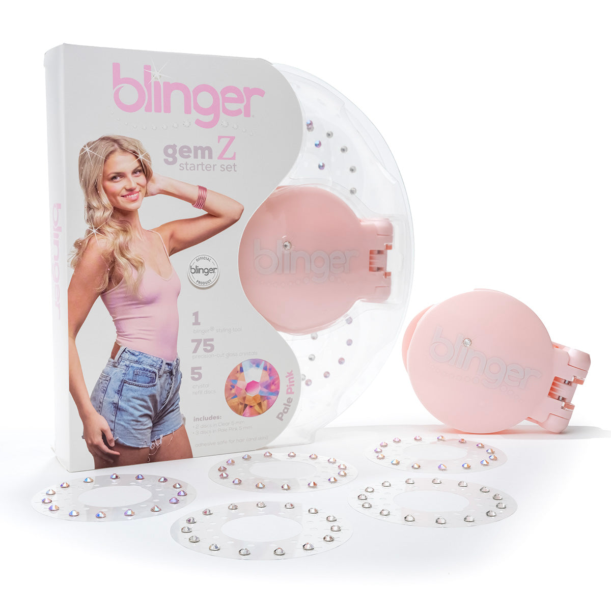 blinger® Gem Z Starter Set with blinger® Styling Tool + 75 Precision-Cut Glass Crystals