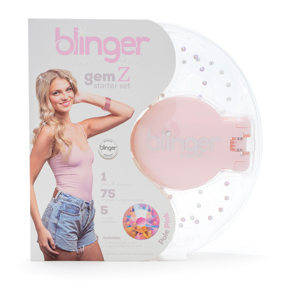 blinger® Gem Z Starter Set with blinger® Styling Tool + 75 Precision-Cut Glass Crystals