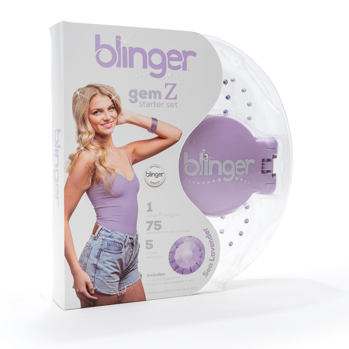 blinger® Gem Z Starter Set with blinger® Styling Tool + 75 Precision-Cut Glass Crystals