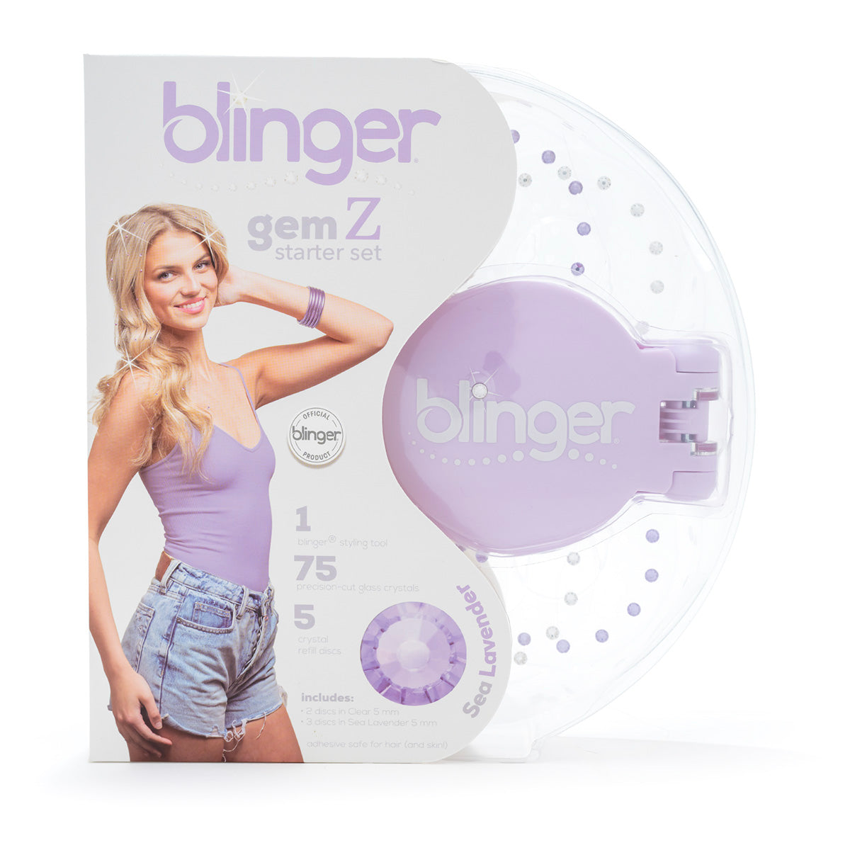 blinger® Gem Z Starter Set with blinger® Styling Tool + 75 Precision-Cut Glass Crystals