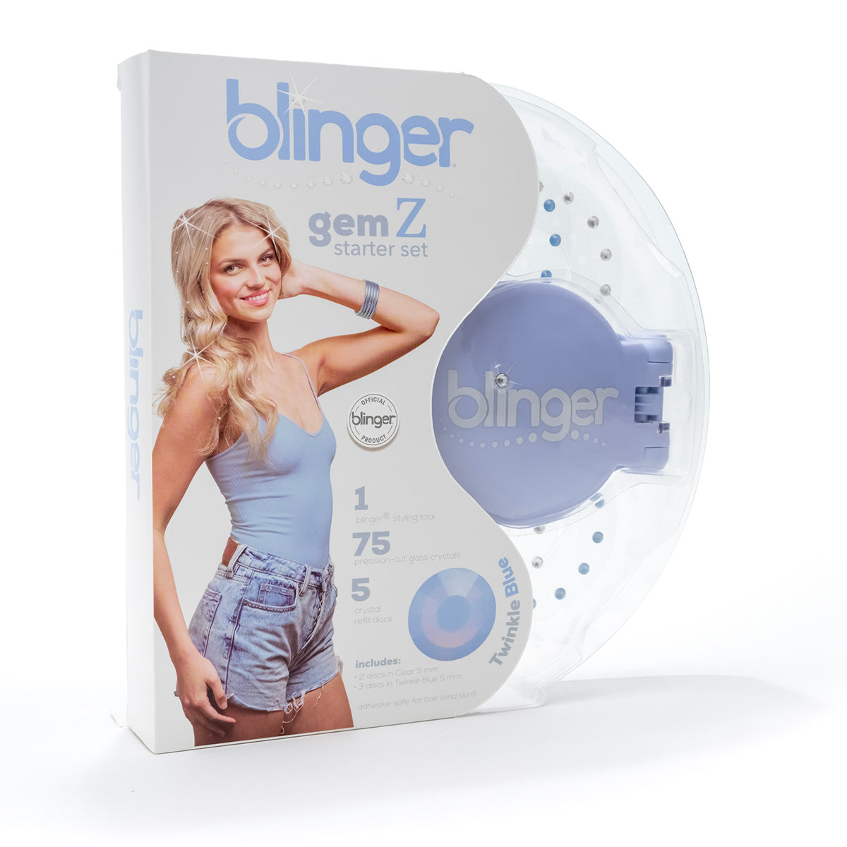 blinger® Gem Z Starter Set with blinger® Styling Tool + 75 Precision-Cut Glass Crystals