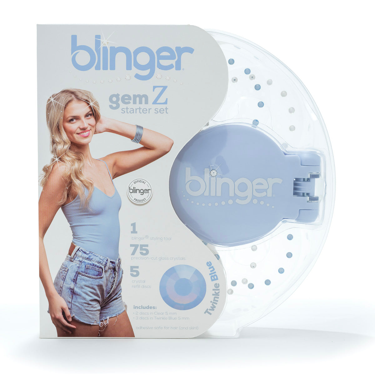 blinger® Gem Z Starter Set with blinger® Styling Tool + 75 Precision-Cut Glass Crystals