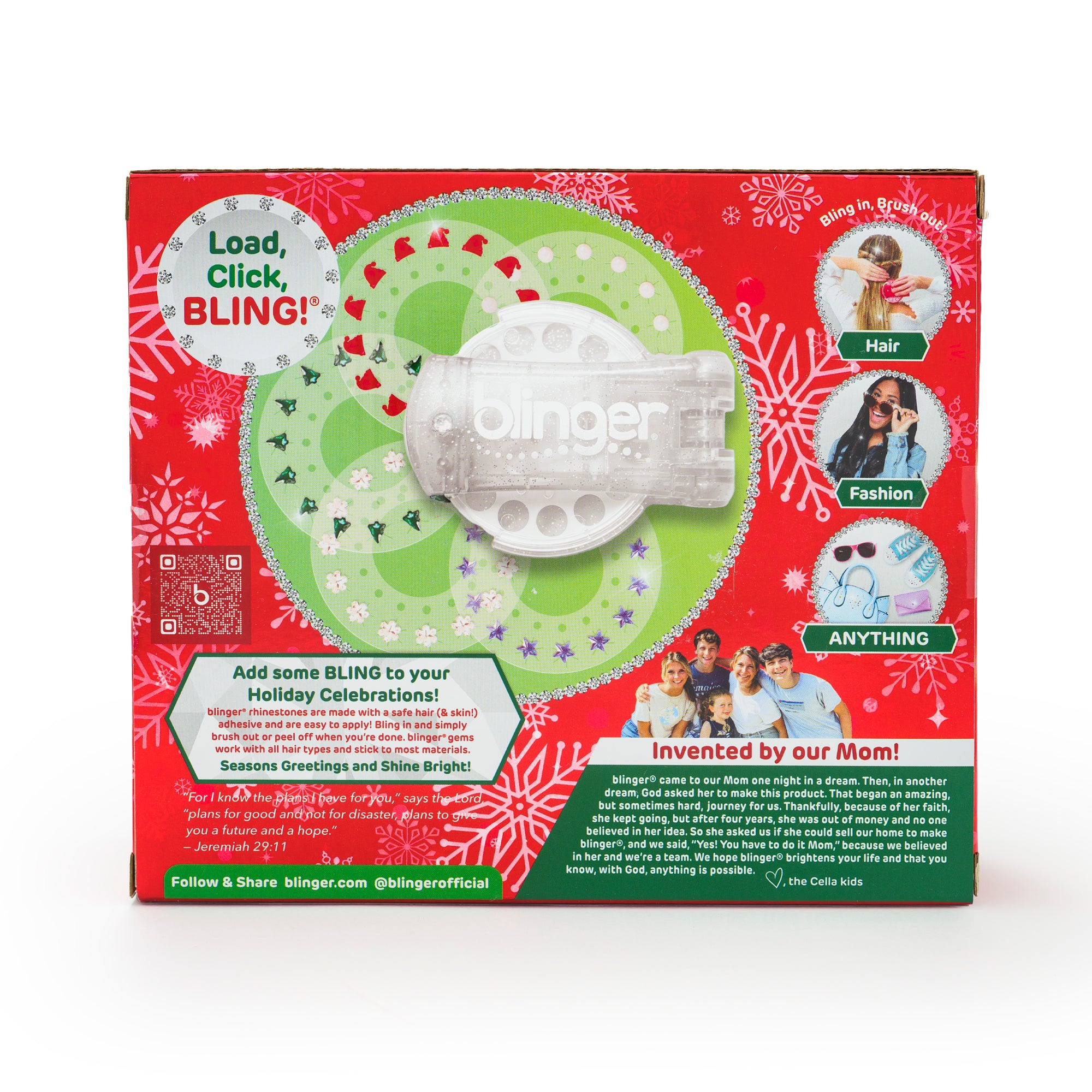 blinger® Jolly Collection Starter Kit with blinger® Gem Stamper + 75 Colorful Hair-Safe Gems