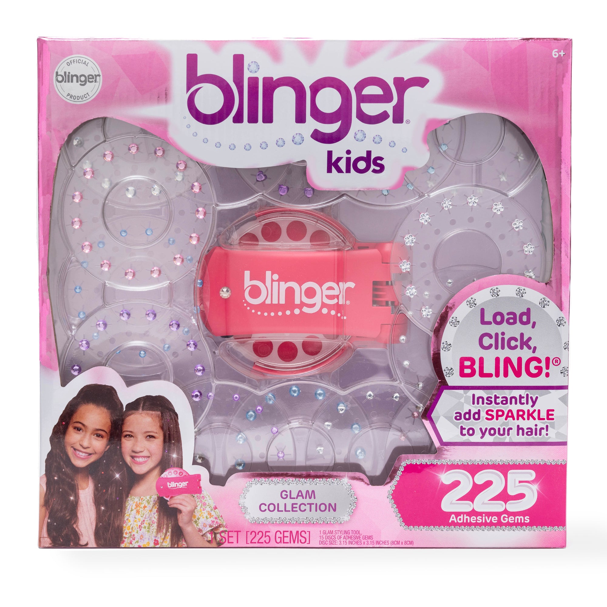 Blinger Starter Kit | Women's Hair Styling Tool + 75 precision-cut Glass Crystals | Bling Hair in Seconds! Bedazzling Multi-Faceted Gems | Hair-Safe